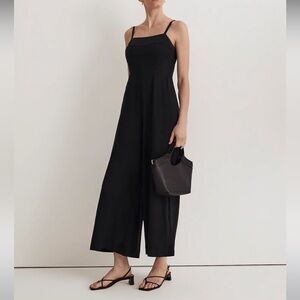 Madewell Square Neck Wide Leg Sleeveless Jumpsuit NM489 Black 4